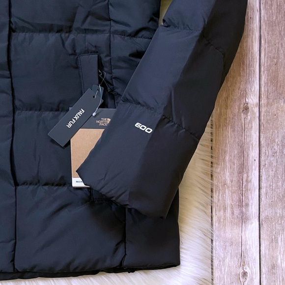 The North Face Black Puffer Jacket with Fur Hood - Picture 3 of 9